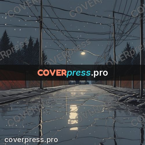 Kiki Delivery Service drawing: wet street with poles