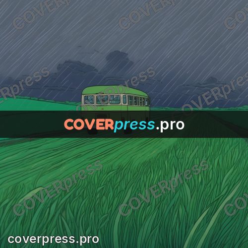 Kiki Delivery Service drawing: bus on a road among fields