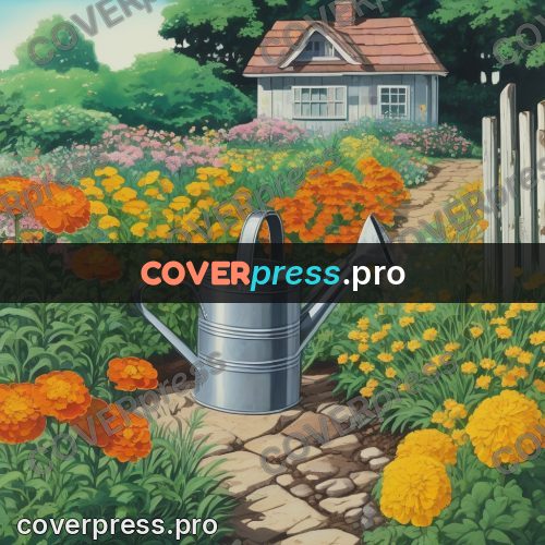 Kiki Delivery Service drawing: watering can among orange flowers