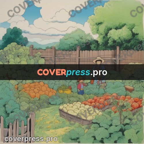 Kiki Delivery Service drawing: vegetable beds by a fence