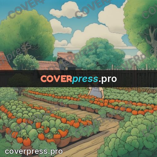Kiki Delivery Service drawing: vegetable beds by a fence