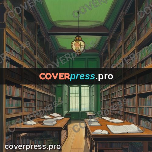 Kiki Delivery Service drawing: green hall with bookshelves
