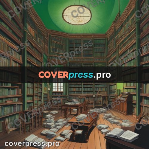 Kiki Delivery Service drawing: green hall with bookshelves