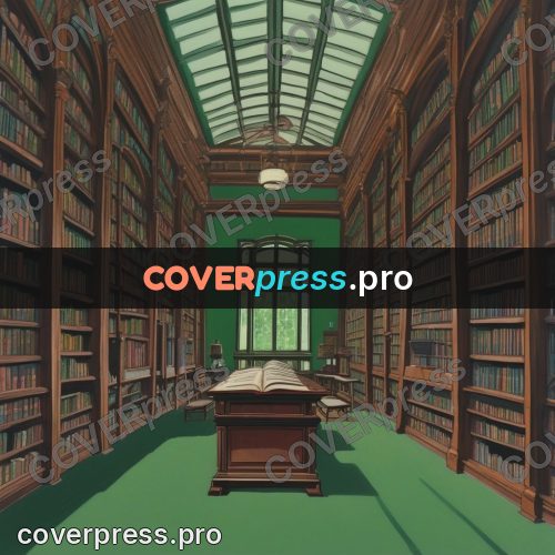 Kiki Delivery Service drawing: green hall with bookshelves
