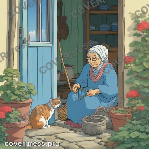 Рисунок человека в стиле Гибли: школьница, велосипед и маяк