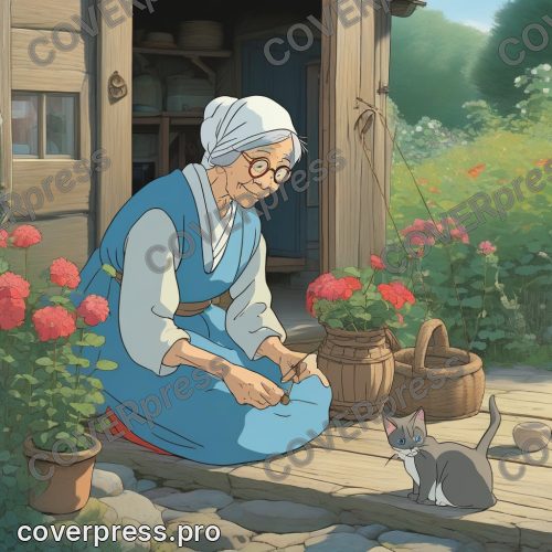 Рисунок человека в стиле Гибли: школьница, велосипед и маяк