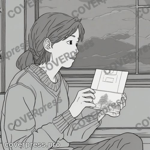 Рисунок человека в стиле Гибли: выпускница, рюкзак и письмо