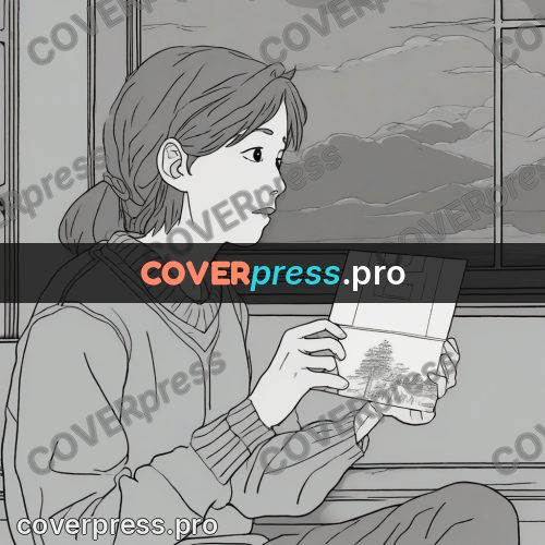 Ghibli style drawing of a person: girl holding a letter