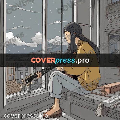 Ghibli style drawing of a person: girl playing a guitar