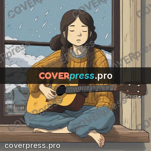 Ghibli style drawing of a person: girl playing a guitar