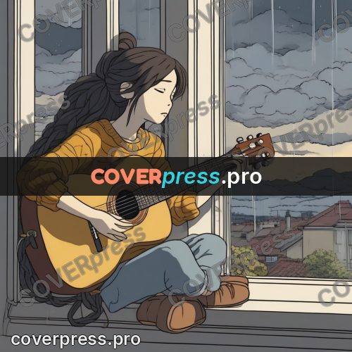 Ghibli style drawing of a person: girl playing a guitar