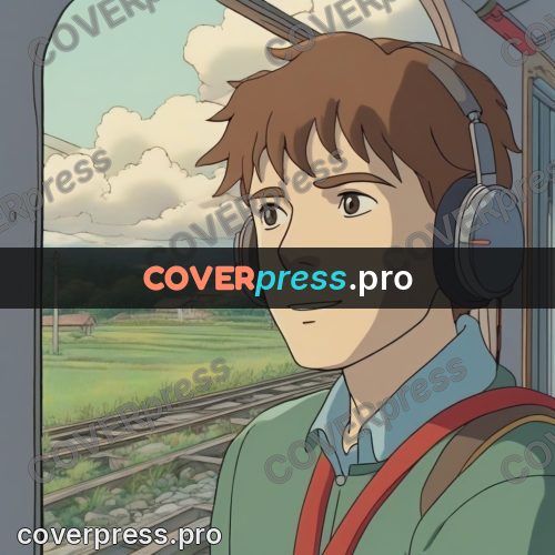 Ghibli style drawing of a person: young man in headphones