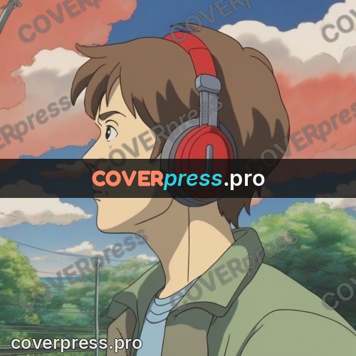 Ghibli style drawing of a person: young man in headphones