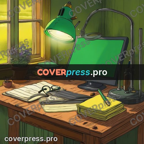 Ghibli style drawing of a person: desk by a window