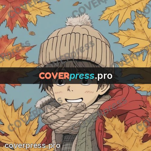 Ghibli style drawing of a person: child in a hat among leaves