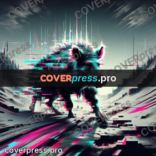 Glitch poster: boar on a ravine slope