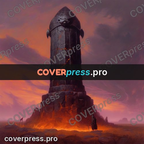 Dark fantasy illustration: stone pillar on a plain