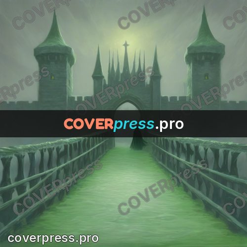 Dark fantasy illustration: bridge to the castle gate