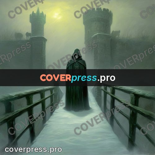 Dark fantasy illustration: bridge to the castle gate