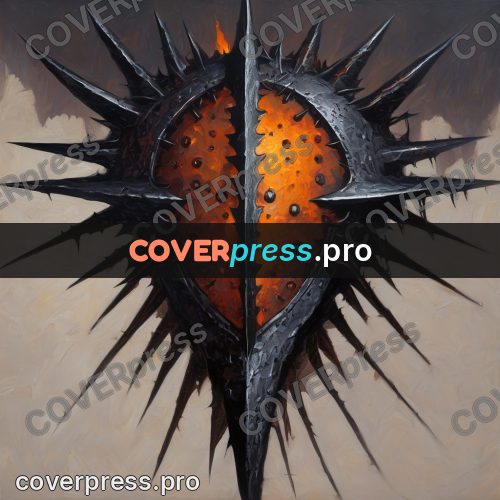 Dark fantasy illustration: spiked black armour