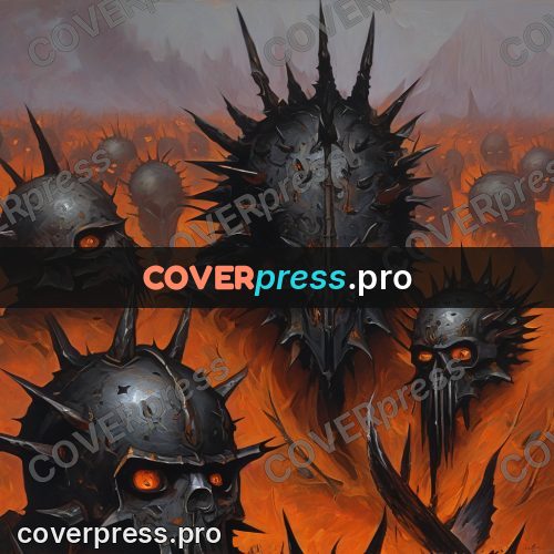 Dark fantasy illustration: spiked black armour