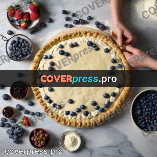 Gouache illustration: pie dough with berries