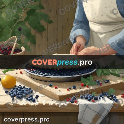 Gouache illustration: pie dough with berries