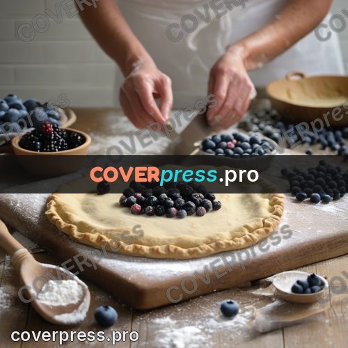 Gouache illustration: pie dough with berries