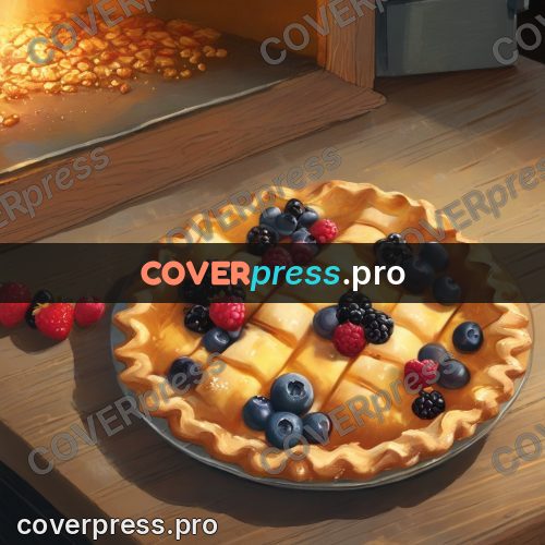 Gouache illustration: berry pie with a golden crust