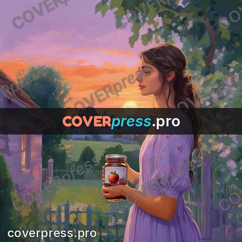 Gouache illustration: girl with a jar at sunset