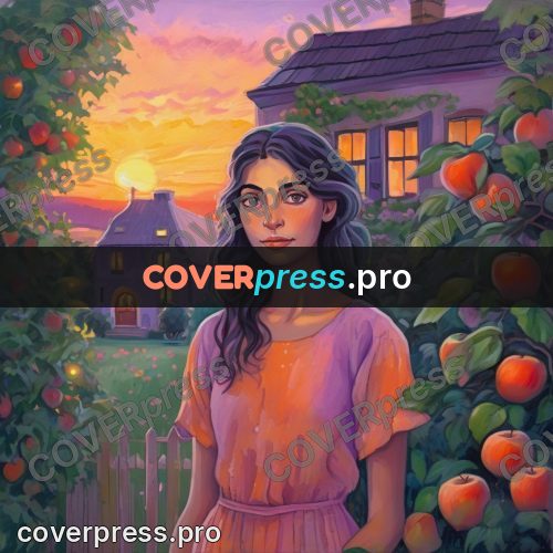 Gouache illustration: girl with a jar at sunset