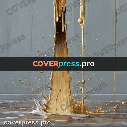 Gouache illustration: stream running down a plank wall