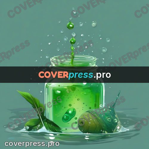 Gouache illustration: green jars of water