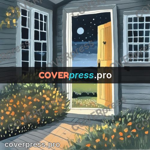 Gouache illustration: house with flowers by the porch