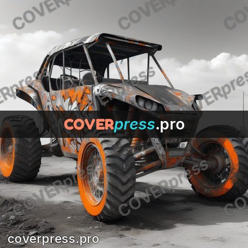 Graffiti illustration: buggy with orange spray work