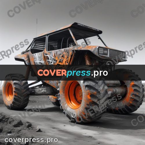Graffiti illustration: buggy with orange spray work