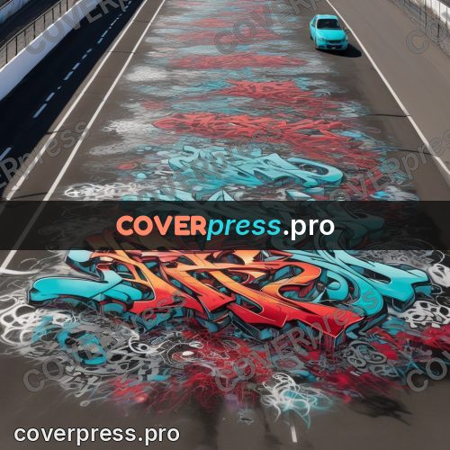 Graffiti illustration: car on a sprayed road