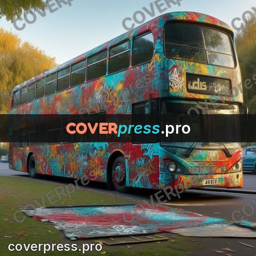 Graffiti illustration: bus covered in spray work