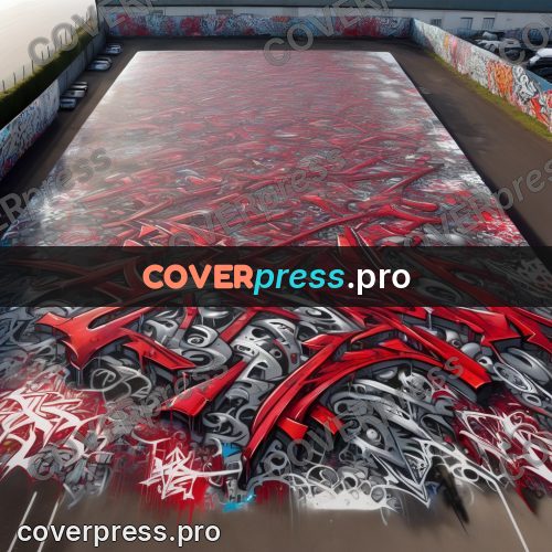 Graffiti illustration: large red and silver piece