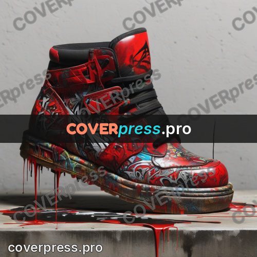 Graffiti illustration: red boots with spray work