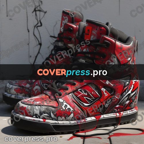 Graffiti illustration: red boots with spray work