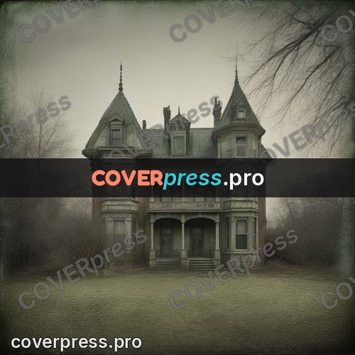 Grunge illustration: old mansion with turrets