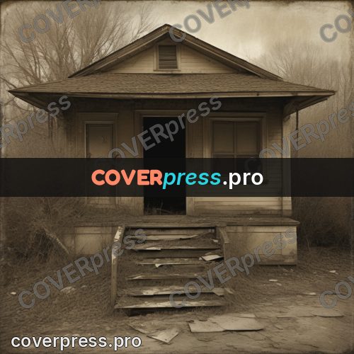 Grunge illustration: abandoned house with a porch