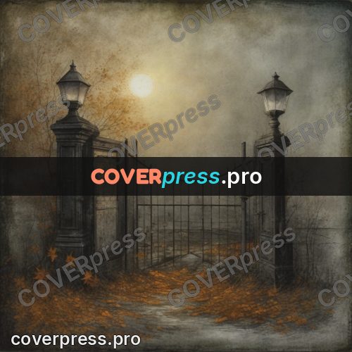 Grunge illustration: lantern and fallen leaves