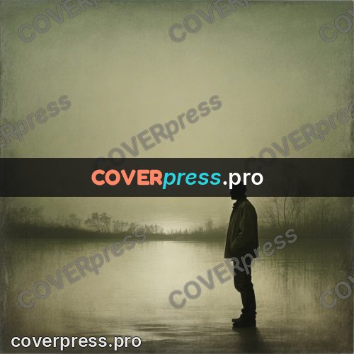 Grunge illustration: silhouette of a man in fog