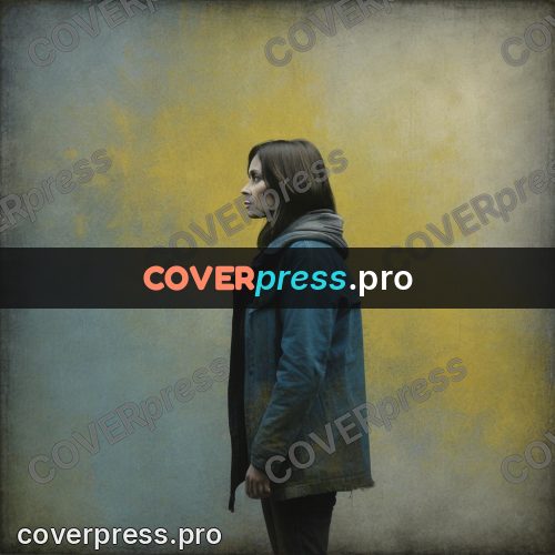 Grunge illustration: woman in a denim jacket
