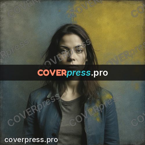 Grunge illustration: woman in a denim jacket