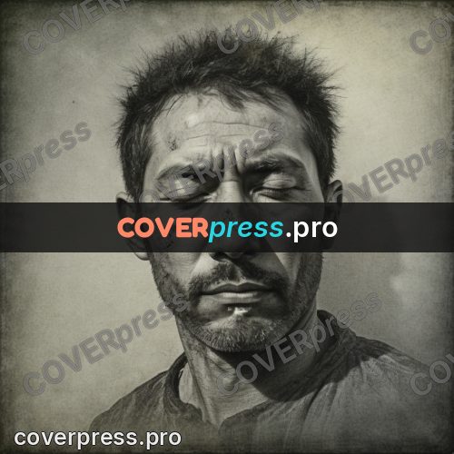 Grunge illustration: man's face with closed eyes