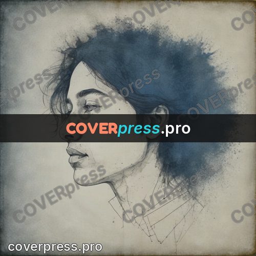 Grunge illustration: profile with blue hair