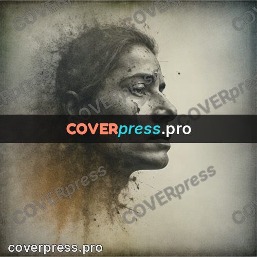 Grunge illustration: woman's face in dark splashes